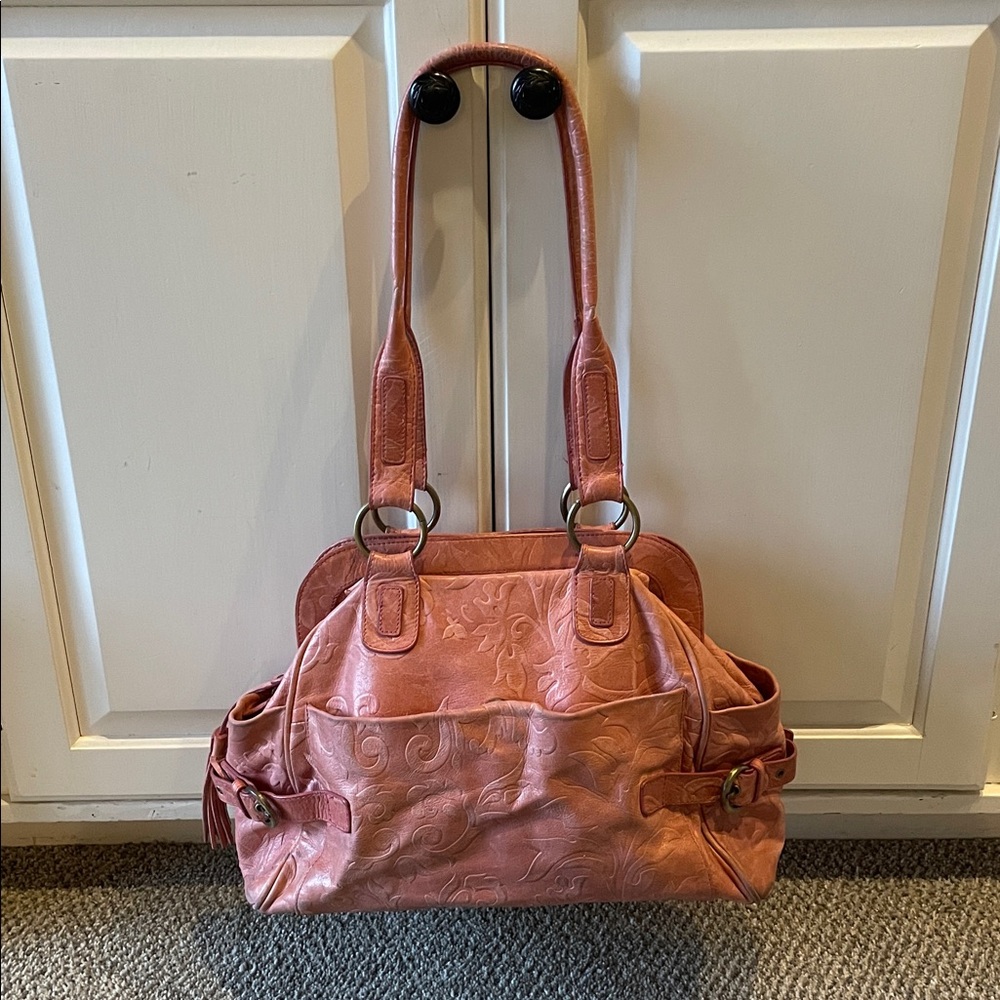 Helen Welsh Embossed Rose Shoulder Bag - Elegant Leather
